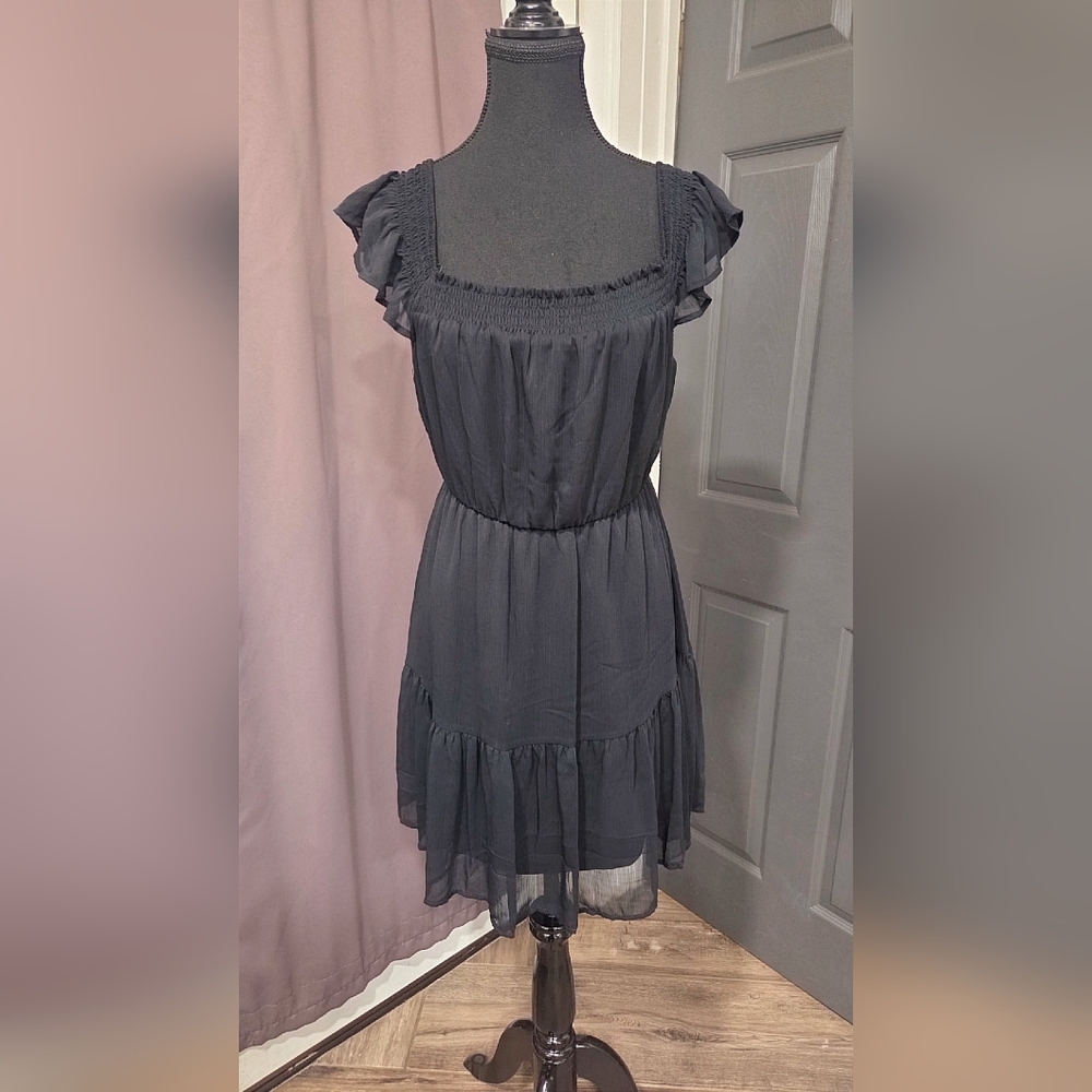 Rewind Black Ruffle Mini Dress